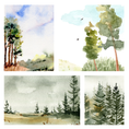 Load image into Gallery viewer, 218 Days Watercolor Trees Beginner's Class