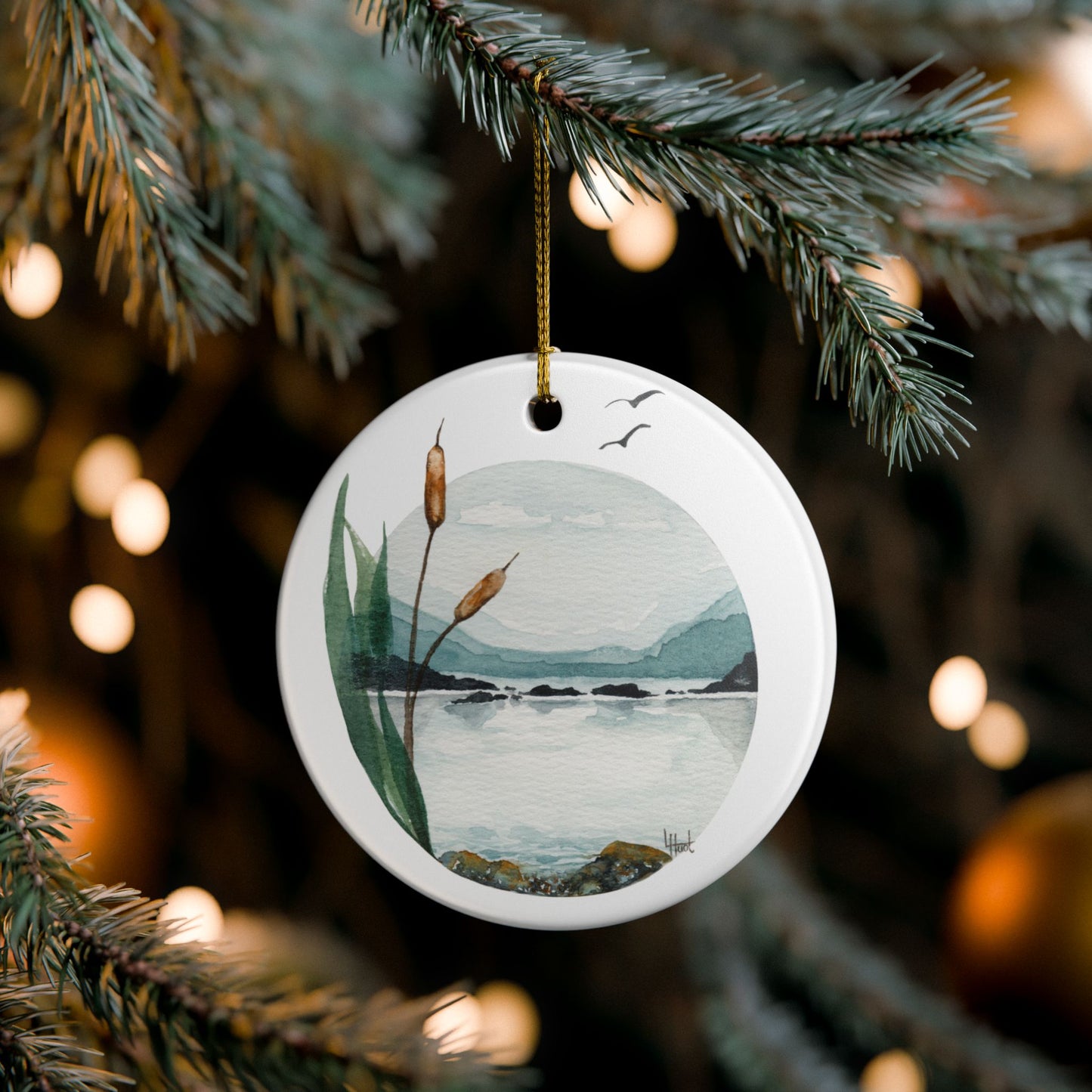 Blue North Watercolor Ceramic Ornament