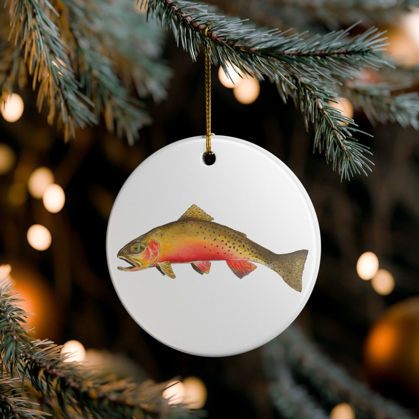Watercolor Trout Ceramic Ornament