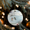 Load image into Gallery viewer, Christmas Day Skate Date Watercolor Ceramic Ornament
