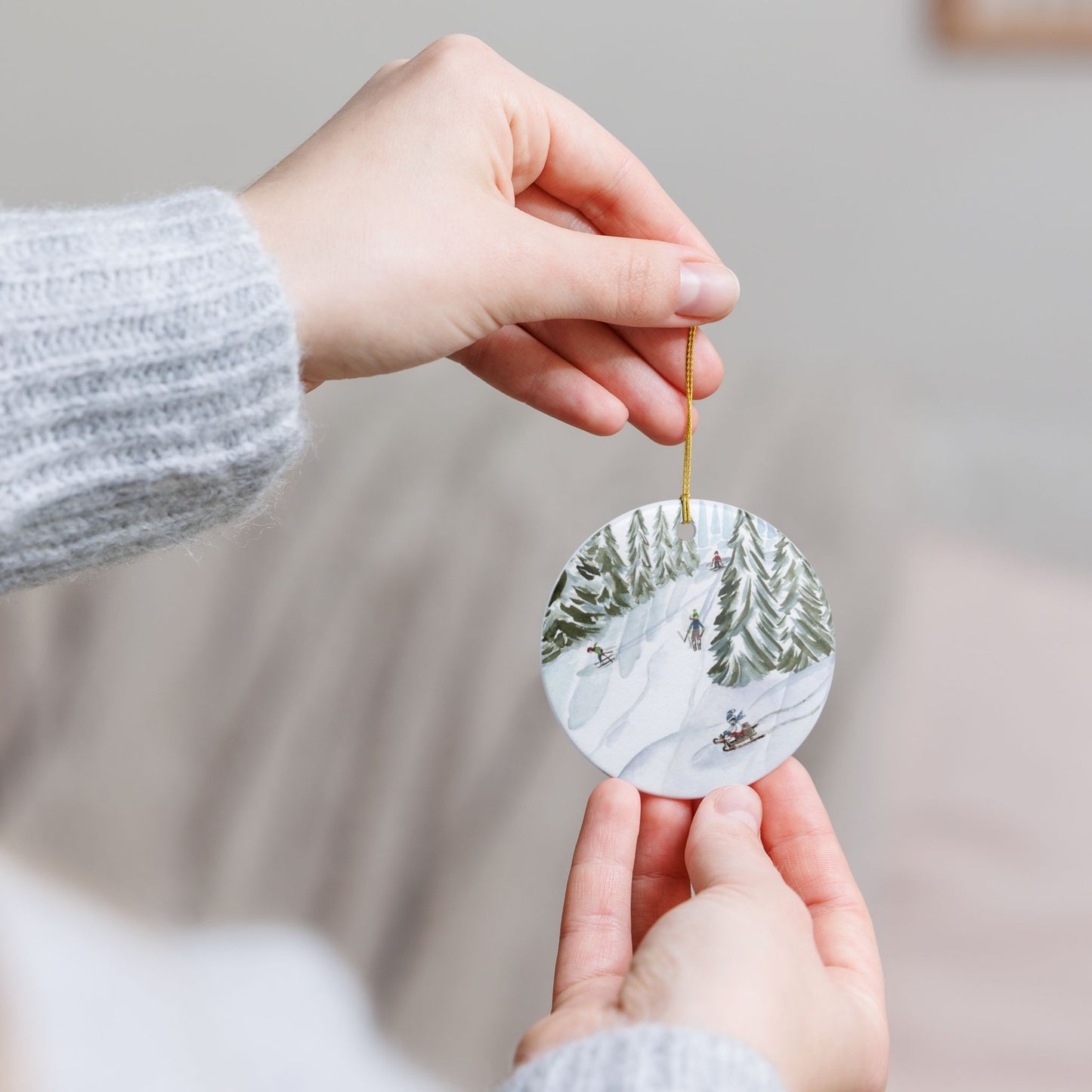 Buena Vista Christmas Watercolor Ceramic Ornament