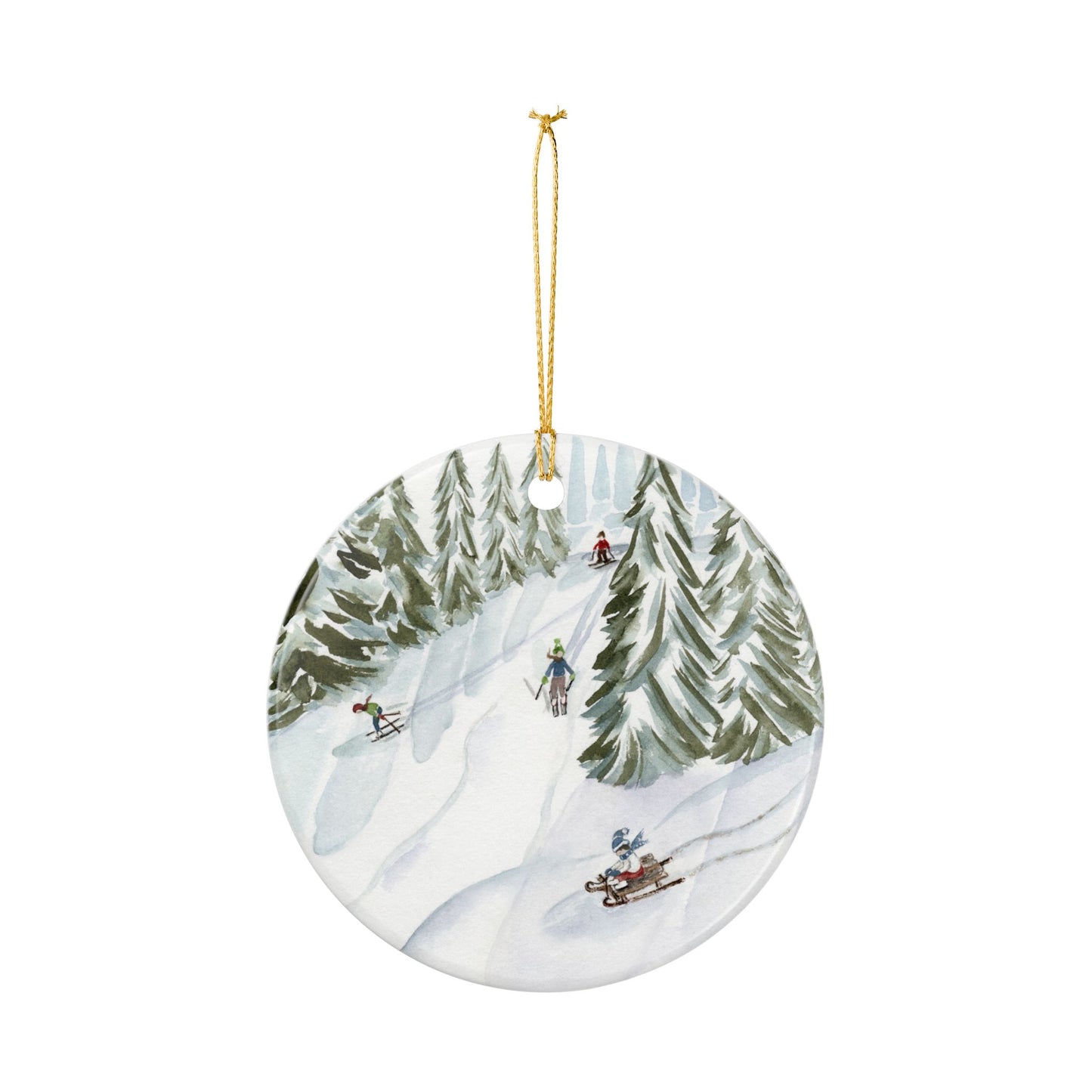 Buena Vista Christmas Watercolor Ceramic Ornament