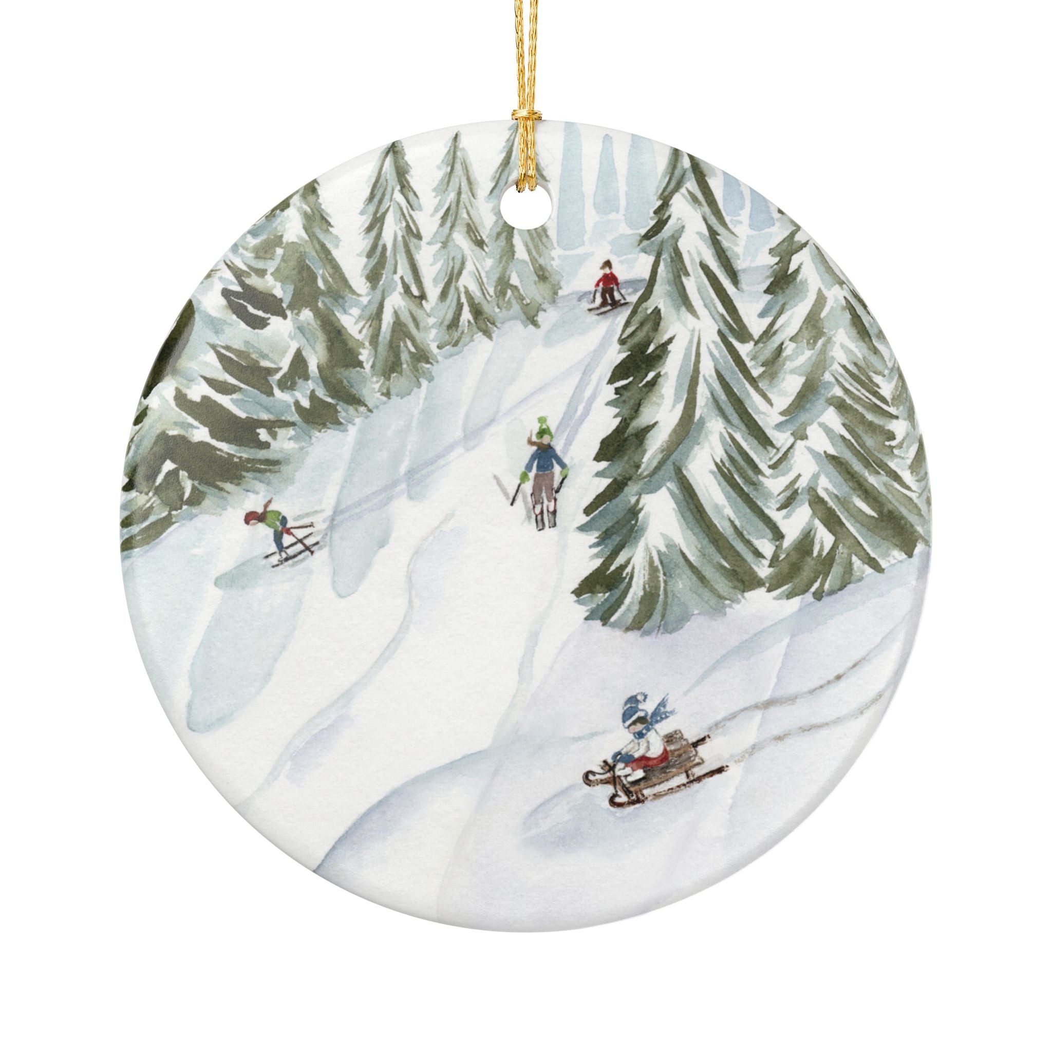 Buena Vista Christmas Watercolor Ceramic Ornament