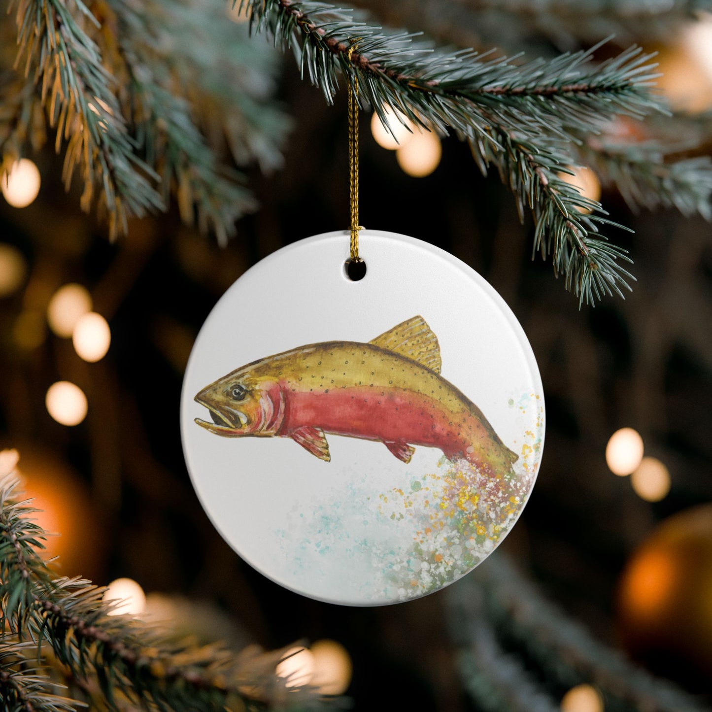 Watercolor Cutthroat Trout Ceramic Ornament