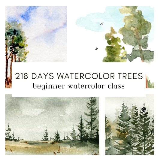 218 Days Watercolor Trees Beginner's Class