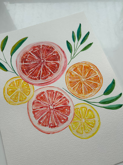 Fruit Study 2 Grapefruit and Lemon Beginners Watercolor Class