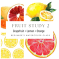 Load image into Gallery viewer, Fruit Study 2 Grapefruit and Lemon Beginners Watercolor Class
