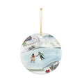 Load image into Gallery viewer, Christmas Day Skate Date Watercolor Ceramic Ornament
