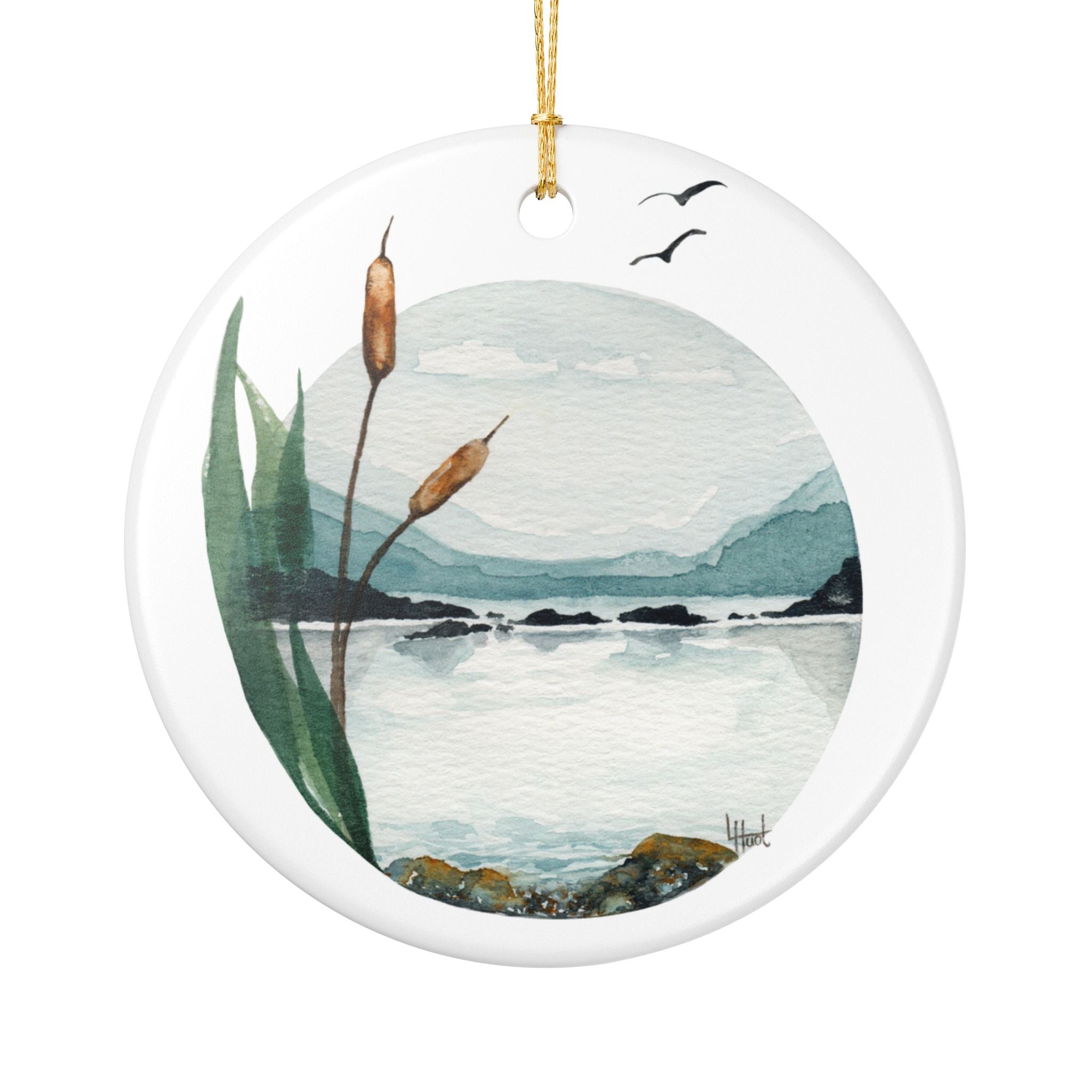 Blue North Watercolor Ceramic Ornament
