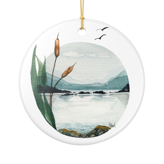 Blue North Watercolor Ceramic Ornament