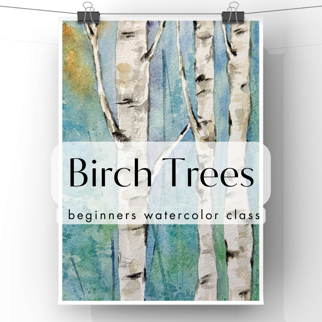 Birch Class Sign Birch Trees Beginner's Watercolor Class at Island Lake Inn – HuArt