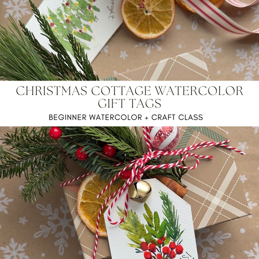 Christmas Cottage Watercolor Gift Tag Class