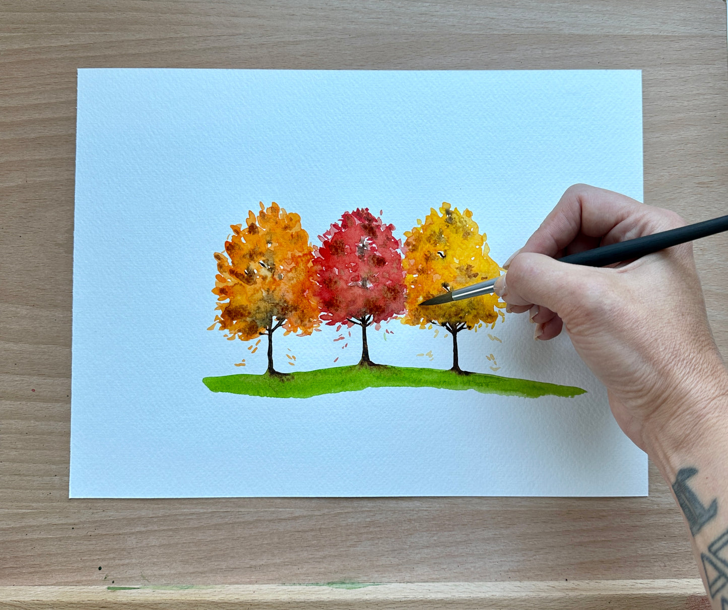 Fall Trees Watercolor Class at The Duluth Tap Exchange