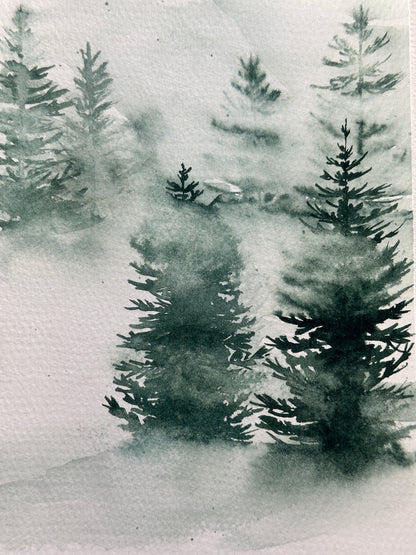 Misty Evergreens Beginner's Watercolor Class at Island Lake Inn