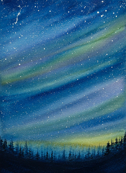 Aurora Forest Watercolor Class at Island Lake Inn