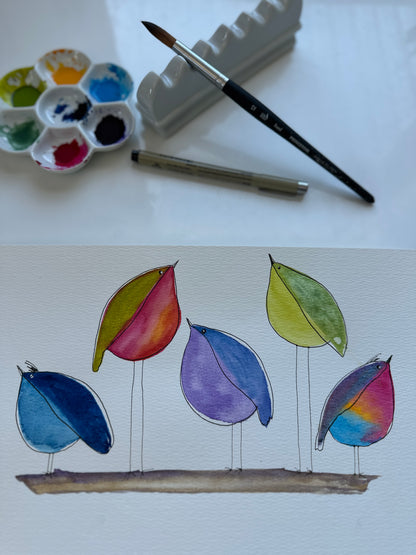 Spring Birdies Beginner's Watercolor Class at Island Lake Inn