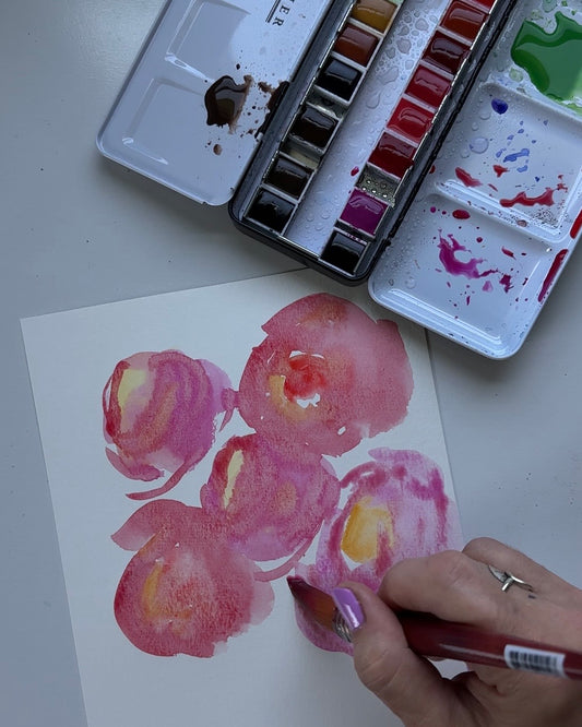 June Flower Series: Watercolor + Ink Roses