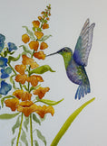 Load image into Gallery viewer, Hummingbird and Snapdragons
