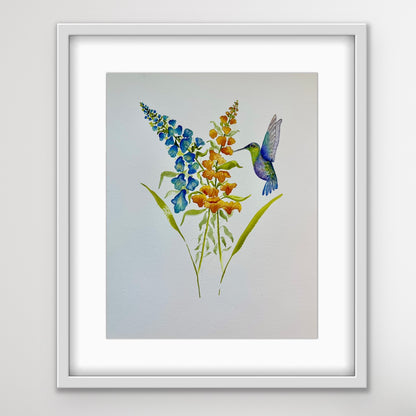 Hummingbird and Snapdragons