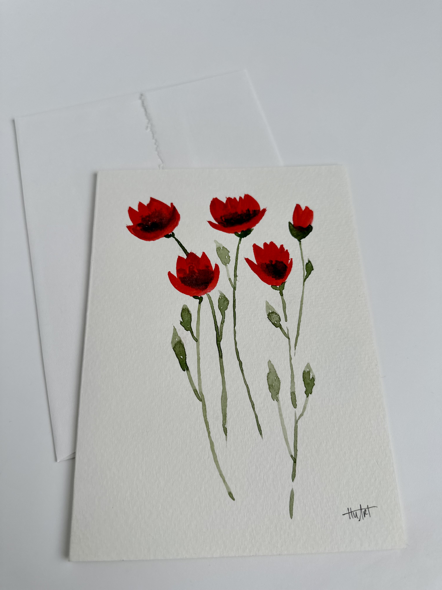 "Poppy Love" Original Watercolor Card