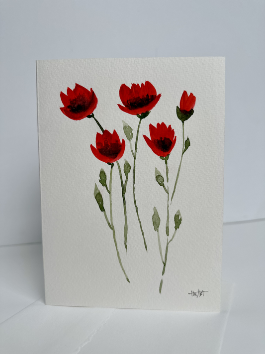 "Poppy Love" Original Watercolor Card
