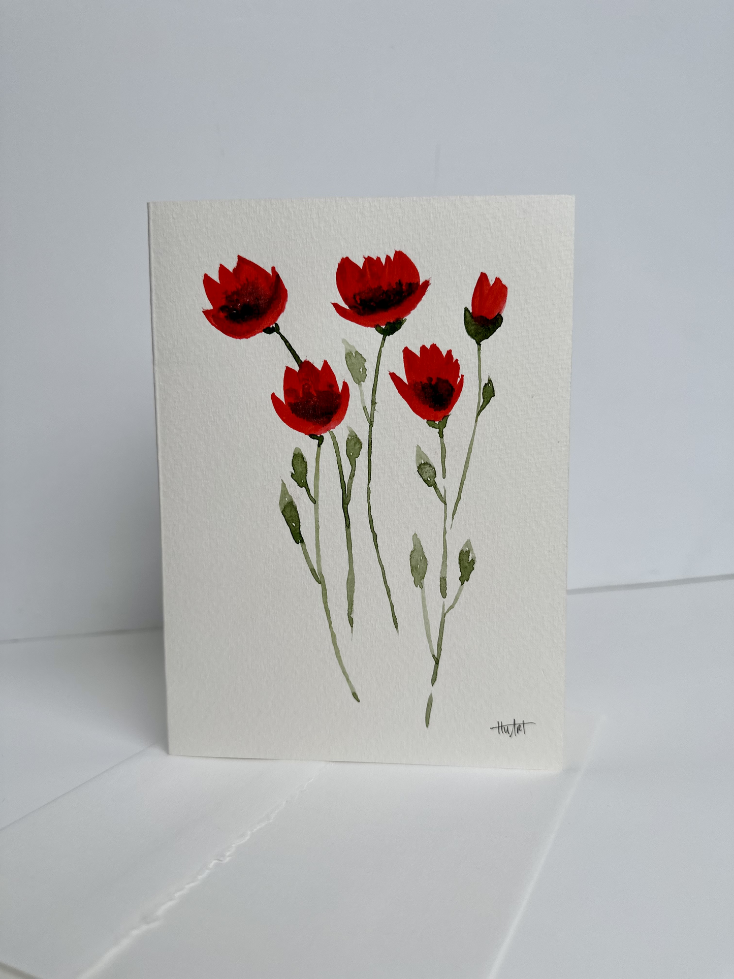 "Poppy Love" Original Watercolor Card