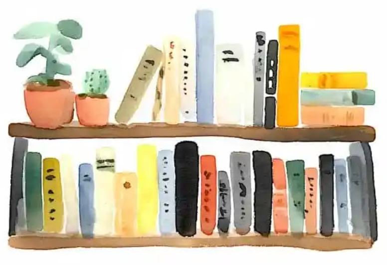 She's Got Mail Books on a Bookshelf Watercolor Class