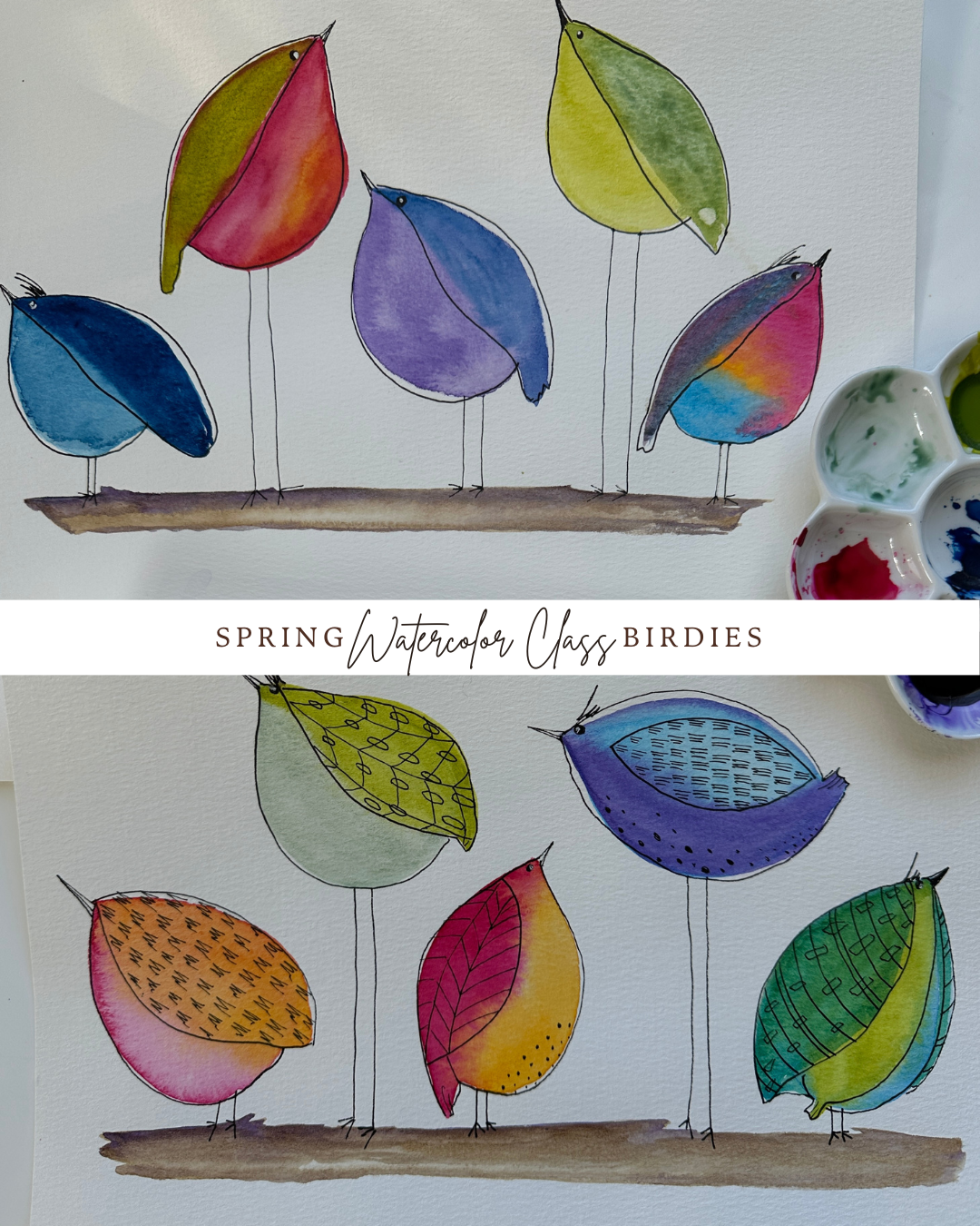 Spring Birdies Beginner's Watercolor Class at Island Lake Inn